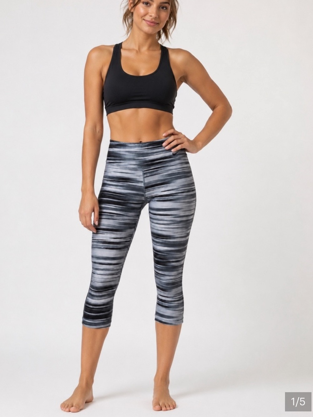 Nike Gray Striped Athletic Capris